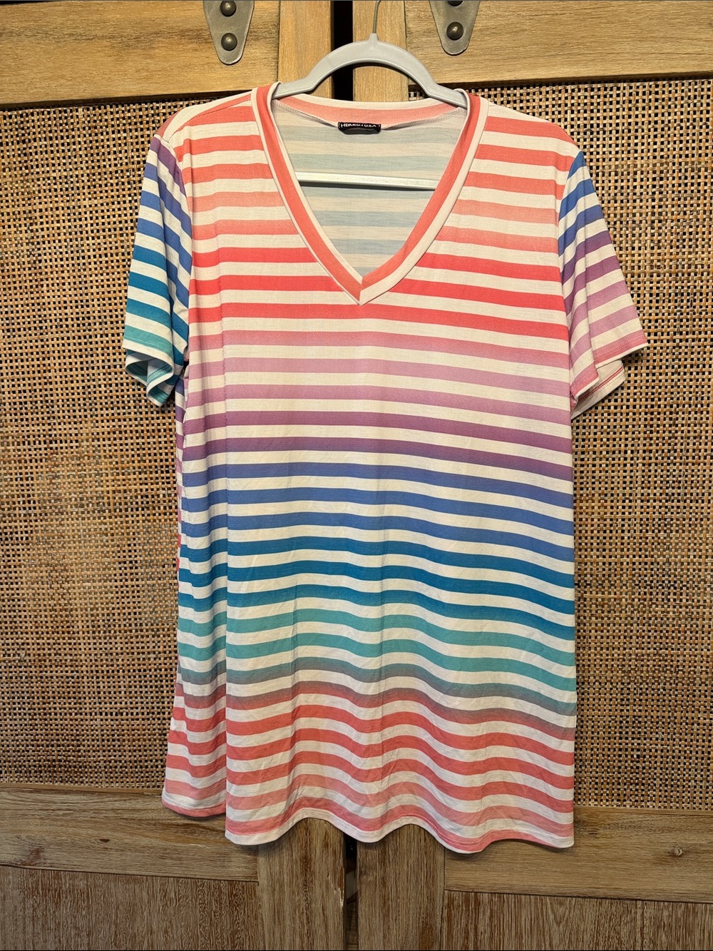 HEIMISH USA Pastel Pink & Light Blue Striped Top